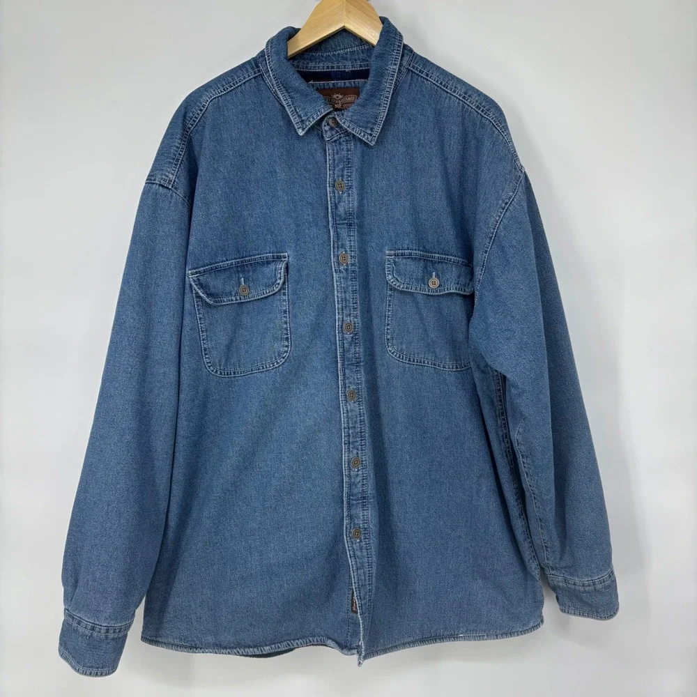 Levi Strauss Levis Mens XXL Denim Shirt Jacket Fleece Lined Shacket Workwear - Picture 1 of 7